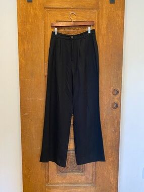 Reformation tencel high rise wide leg trouser pant black size 6 pockets